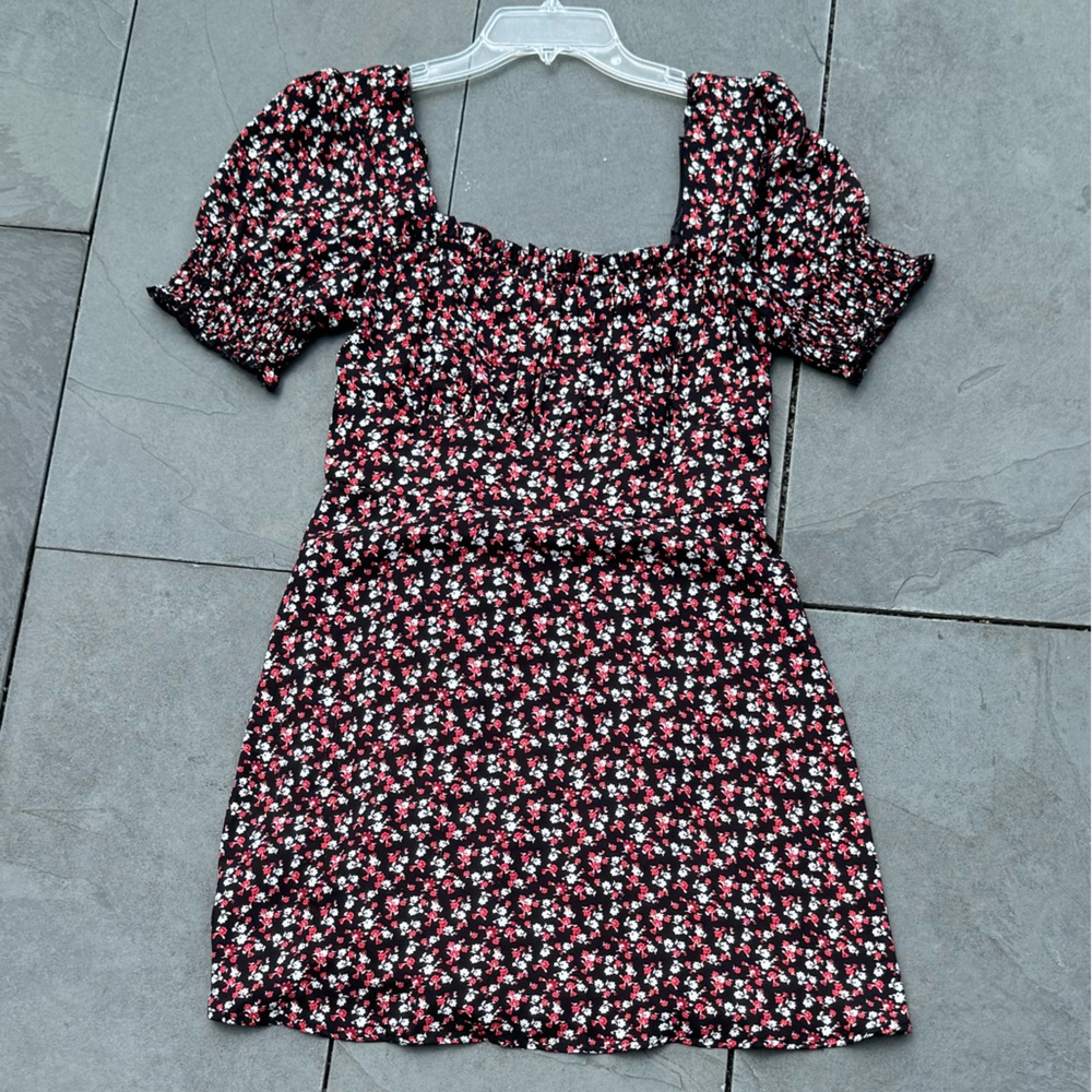 Row A Floral Shirred Mini Dress‎ Size L - Picture 3 of 4